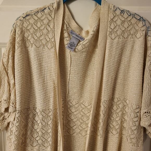 Catherines Tan & Gold Metallic Open Front Cardigan Sweater Size 2x 22/24 - Picture 9 of 16